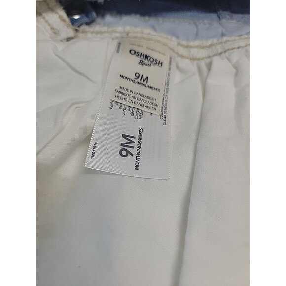 Vtg Osh Kosh Eyelet Lace Bib Overall Denim Dress 9 Months White Blue Cottagecore - Picture 13 of 13